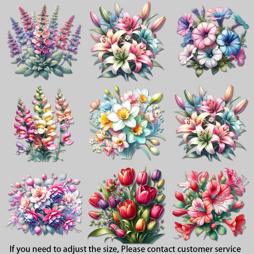 Embellishment Crafts - Vintage-Aquarell-Blumen-Aufbügeltransfers, gemischte Lilien- und Tulpenblumen, Wärmeübertragungsaufnäher