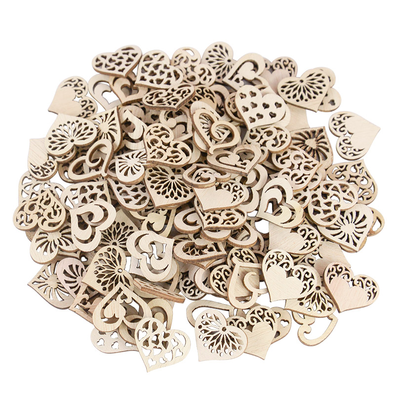 Embellishments For Scrapbooking - 50/100 Stück ausgehöhltes Herzmuster, kleine natürliche