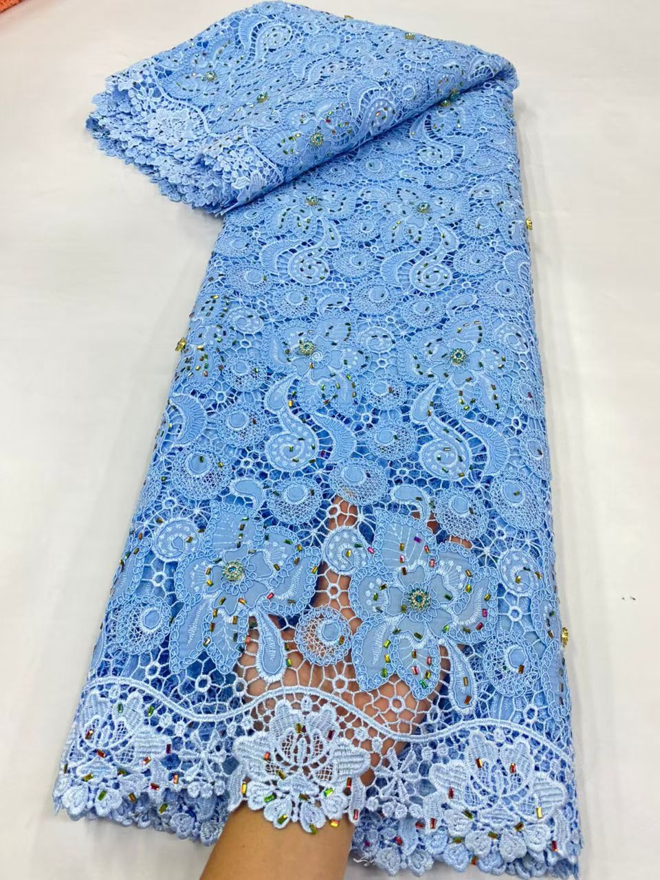 Crystal Mesh Fabric - Neuester Cord-Guipure-Spitzenstoff, farbiger Kristall, afrikanischer Spitzenstoff,