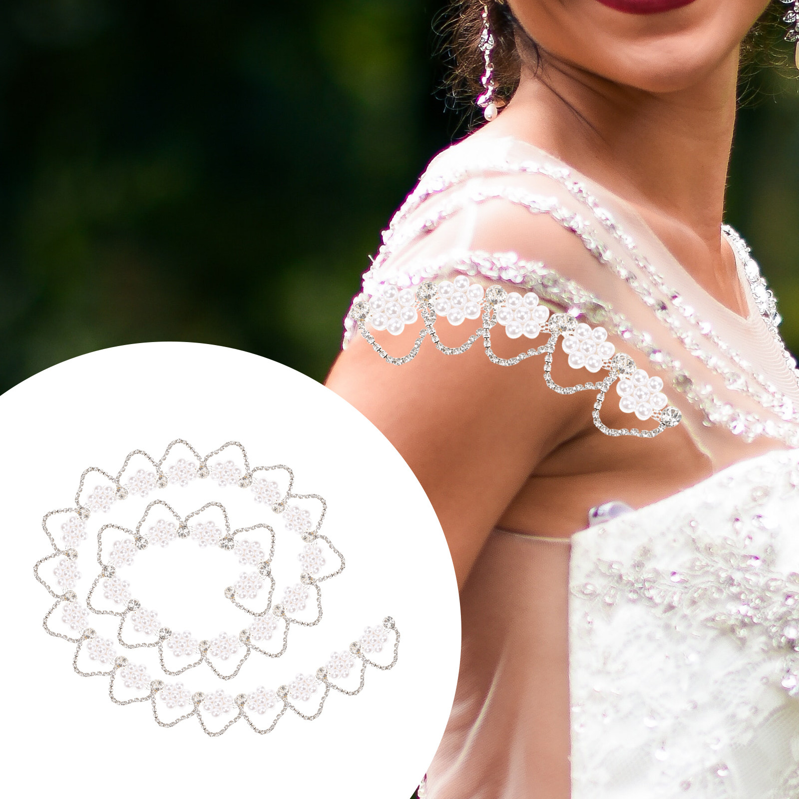 Pearl Trim Chain - Strass-Perlen-Kettenborte Premium DIY Kleidungsverzierung Haarband Schuhzubehör