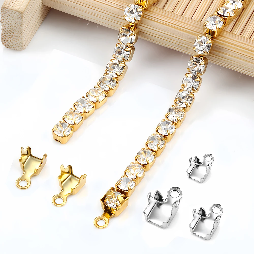 Beaded Trim Fringe - 10/20 Stück Edelstahl Gold Crimp Trim