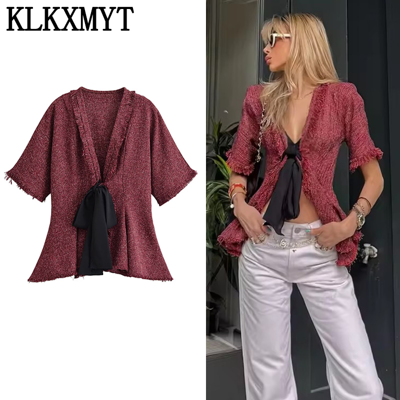 Tassel Fringe Trim - KLKXMYT Elegante Damenbluse mit Schnürung, sexy