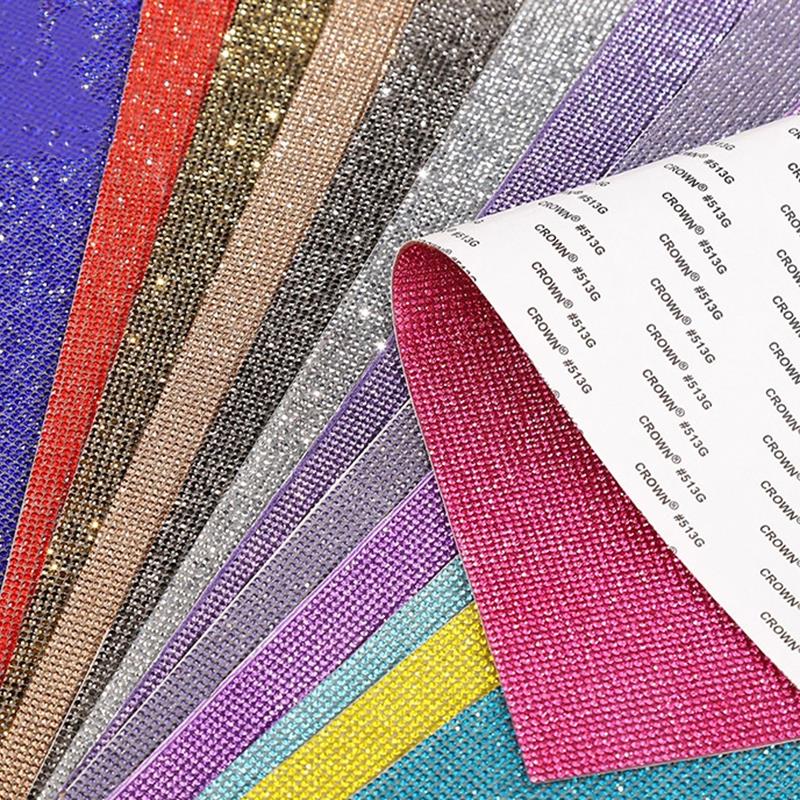 Hotfix Rhinestone Sheet - 12x20cm Selbstklebende Strass Aufkleber Band DIY