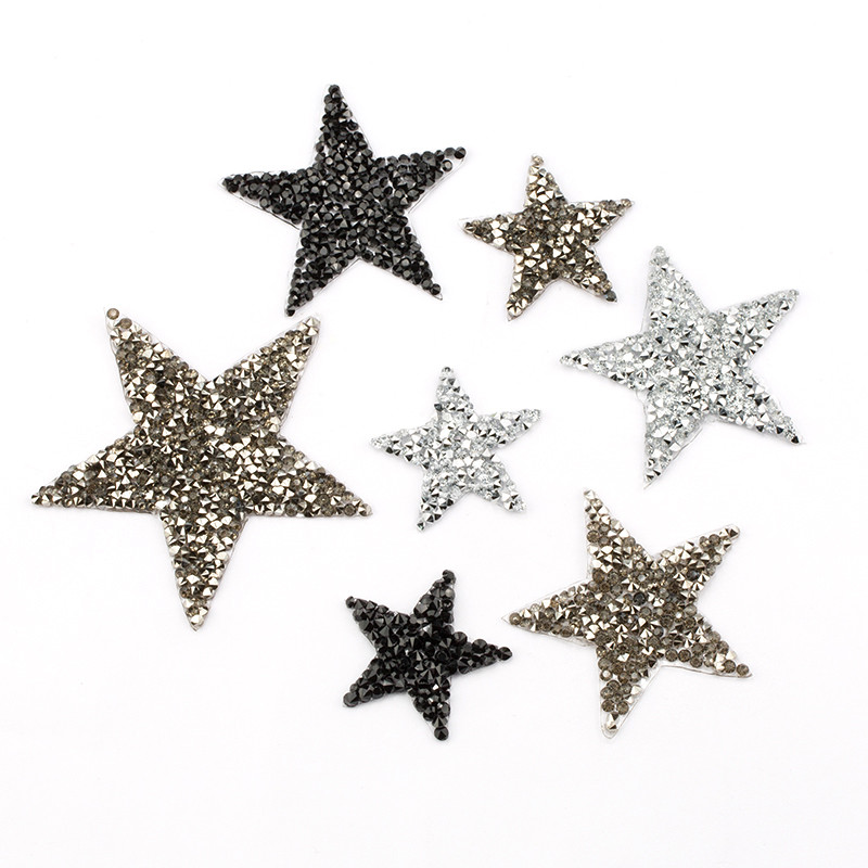 Hotfix Rhinestone Sheet - 4/6/8cm Hotfix Jet Hämatit Stern Strass