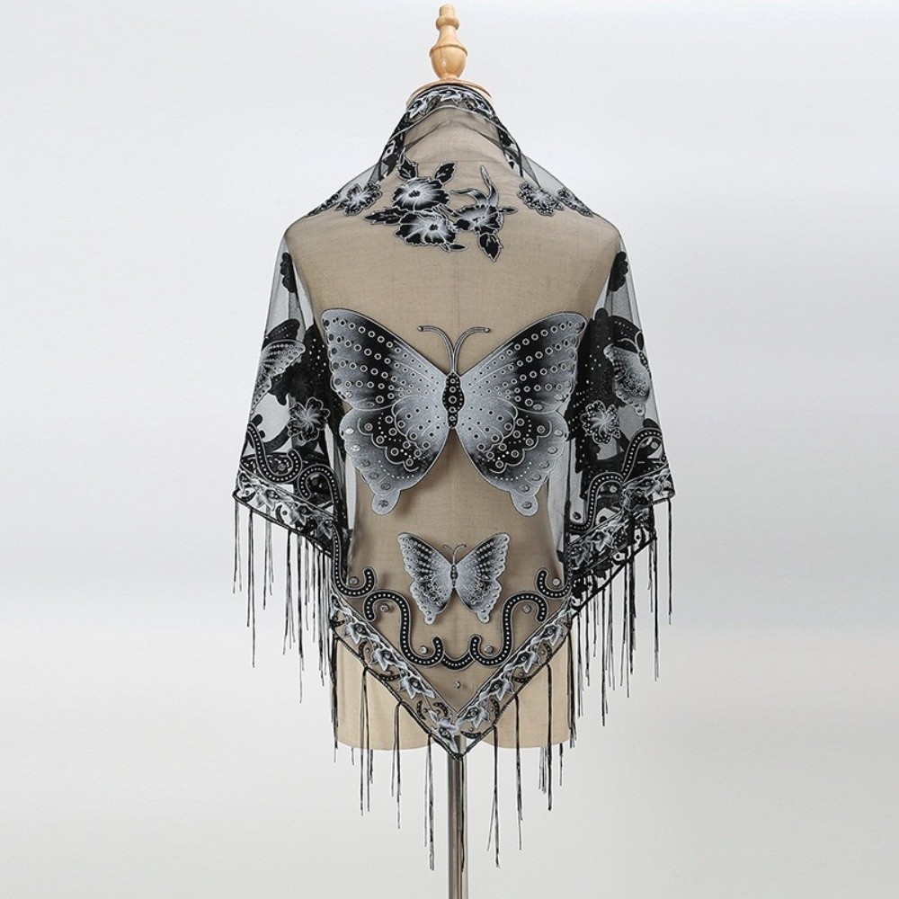 Luxuriöser Blumen-Spitzenschal – Tassel Fringe Trim Bewertung und Preis