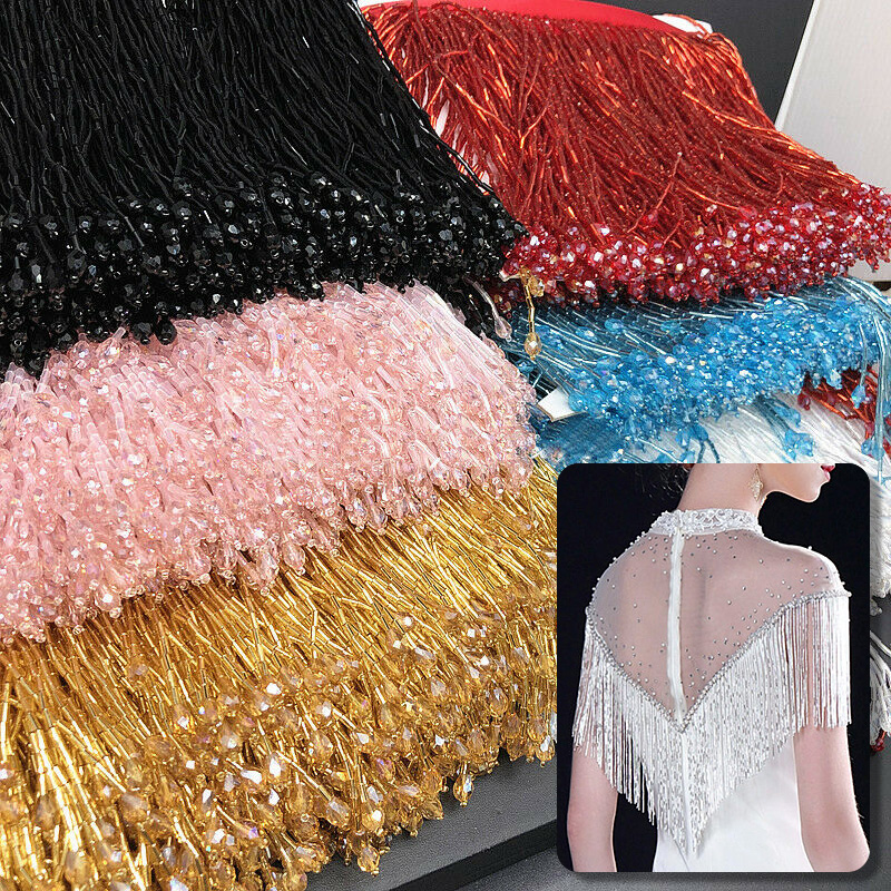90x15cm Kristall Quaste Spitze – Beaded Trim Fringe Bewertung und Preis