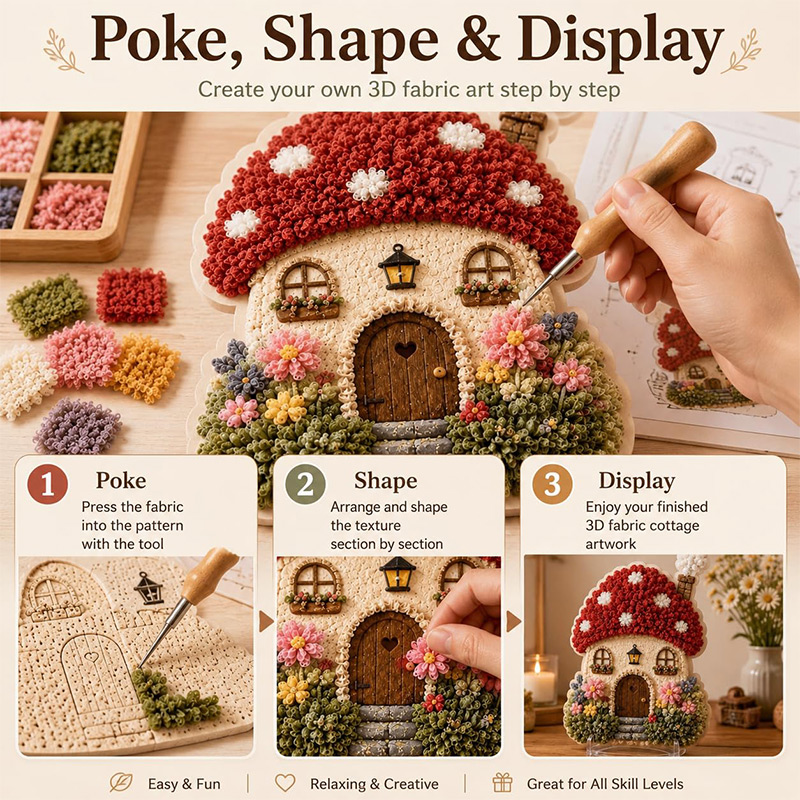 3D Pilzhaus Poke Art DIY-Set S – Embroidery Craft Bewertung und Preis