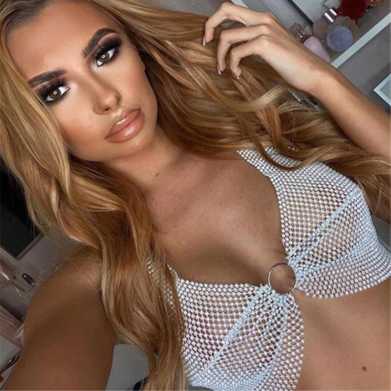 Frauen Sexy Halter Push Up Cro – Crystal Mesh Fabric Bewertung und Preis
